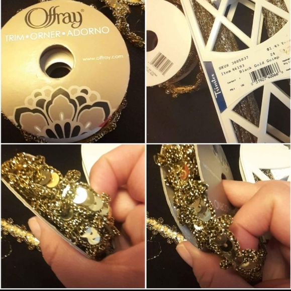 Lot of Gold Rolls Sewing Gimp Sequin Sewing Notion Trim Beautiful - Picture 7 of 13